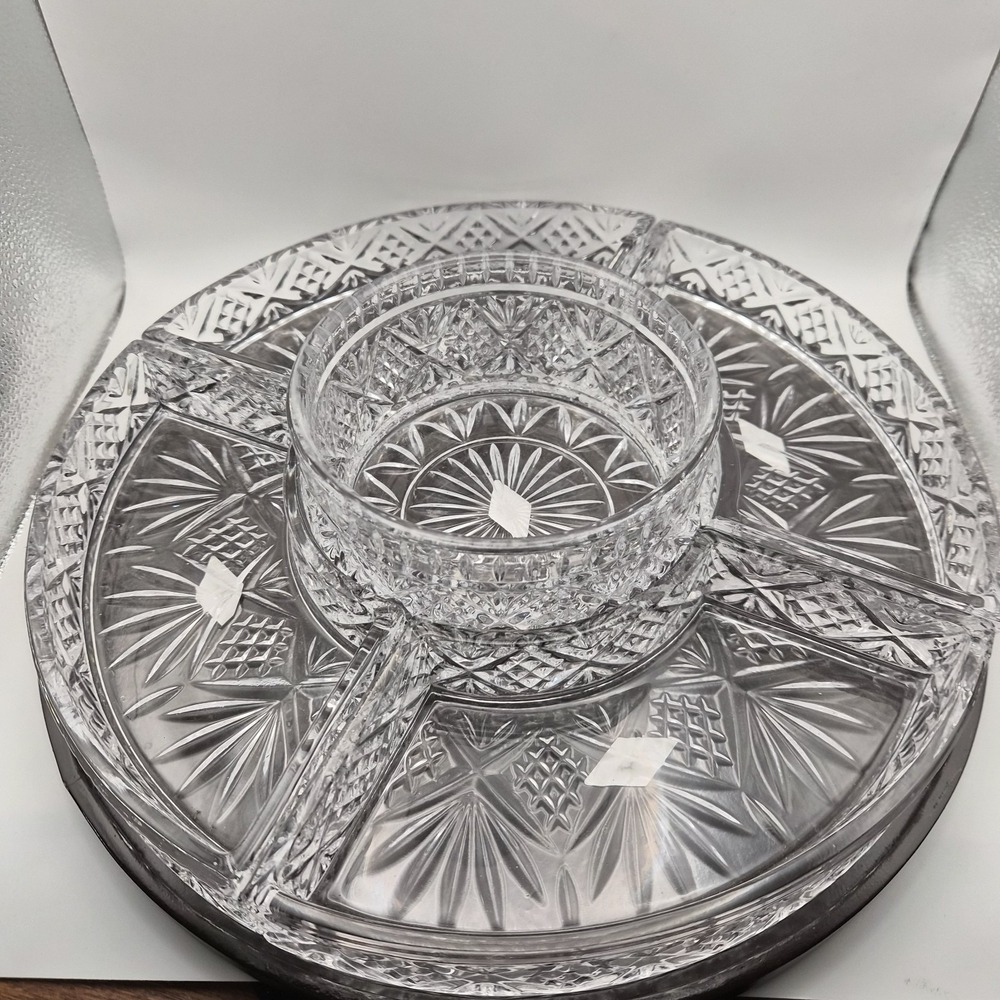 Shannon Crystal Designs of Ireland 5 Section Rotating Lazy Susan Relish